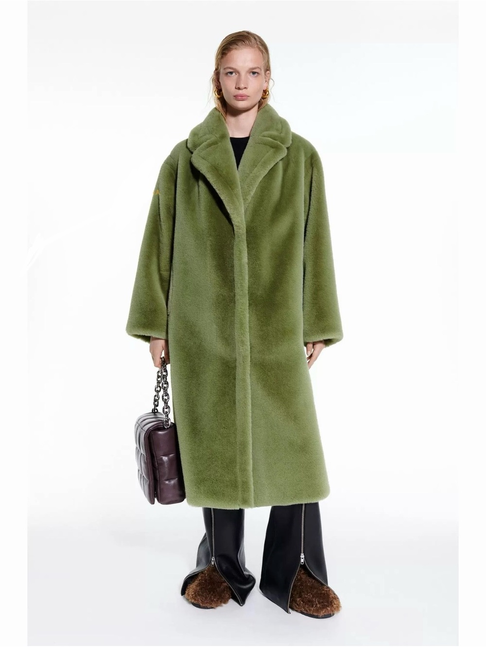 NWOT Stand Studio Green Maria Faux-Fur Coat